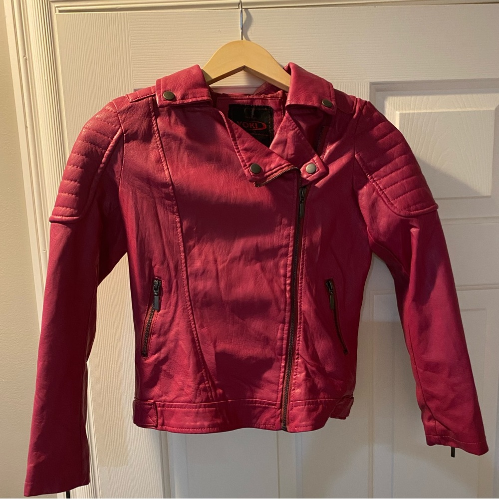 Girls faux leather red jacket size 7